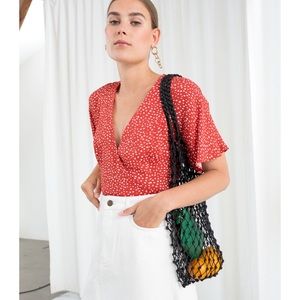 Other Stories • Red Polka Dot Wrap Blouse